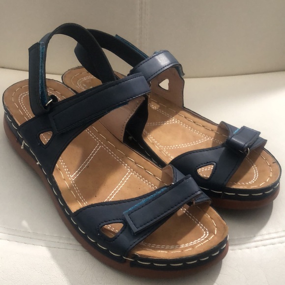Women's Nany Blue Lite Weight Strap on Sandal Adj. Loop & Hook Closure Size 8 - Picture 13 of 15